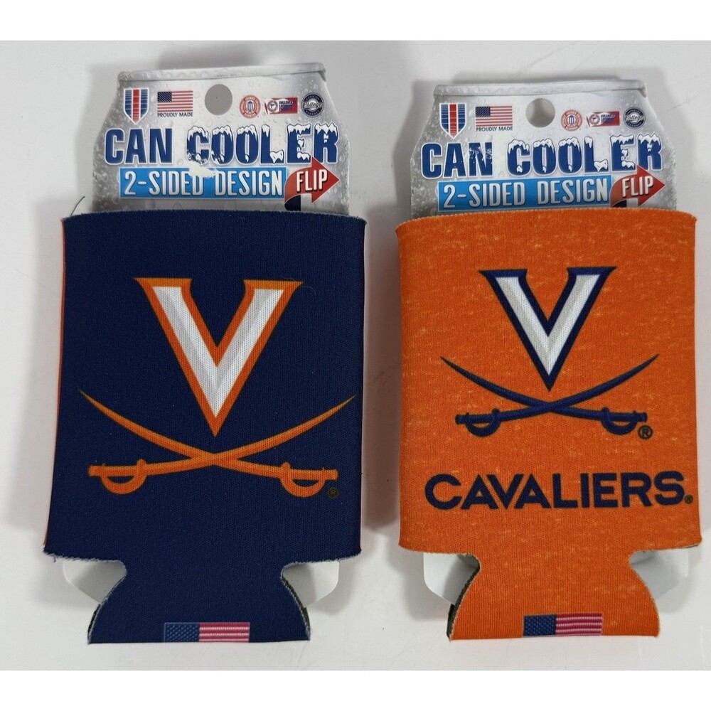 2 Pair Lot Virginia Cavaliers BEER COZI Can COOLER COVER 2-Sided Licensed